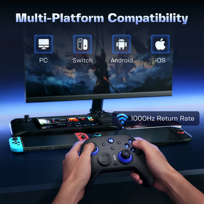 NYXI Wireless Gamepad with TMR Hall Effect Joystick No Drift, Adjustable Tension, Swappable ABXY Keys, 6-Axis Gyro, HD Vibration