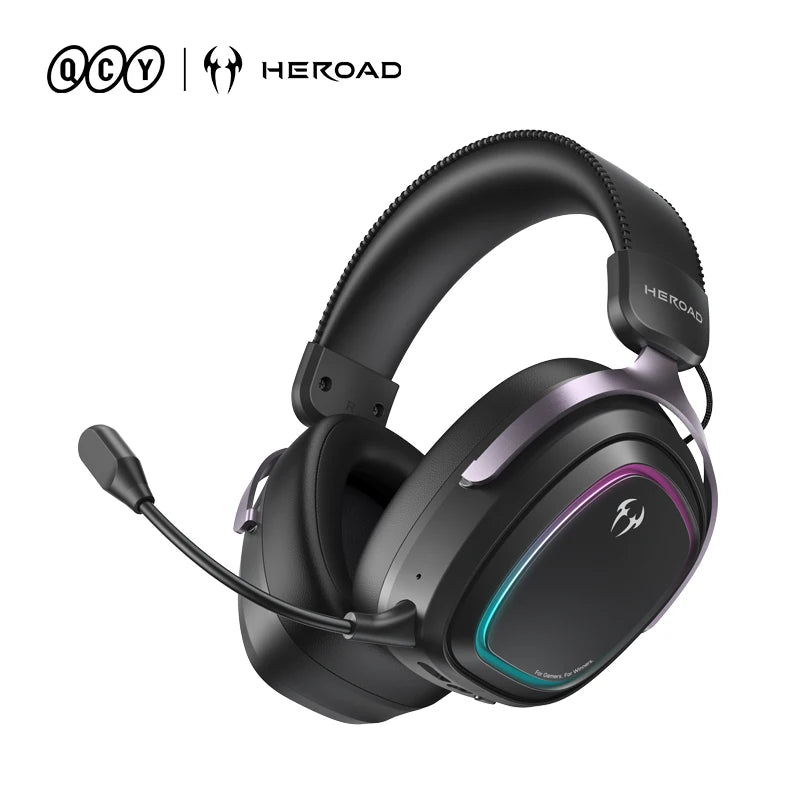 QCY Gaming Headset Heroad GT2 THX Spatial Audio+ 7.1.4 Tri-mode RGB 3-Mic ENC Over Ear Headphone for PC/PS4/PS5 Headset Gamer