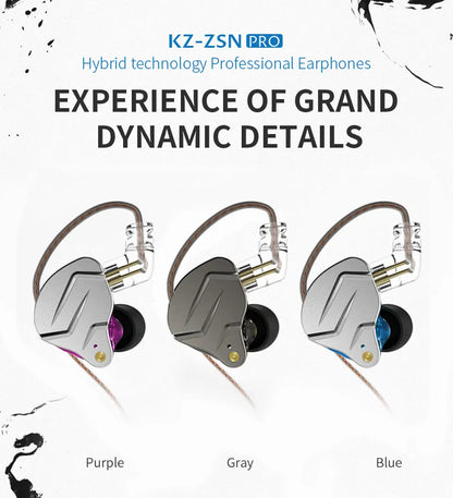 KZ ZSN PRO 1BA+1DD Hybrid technology HIFI Metal In Ear Earphones Bass Earbud Sport Noise Cancelling Headset ZST X AS10 ZS10 ST1