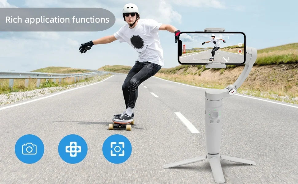 3-Axis Gimbal Handheld Self Stabilizer with Tripod Selfie Stick Vlog CellPhone Video Recorder for iPhone 17 Smartphone Mobile