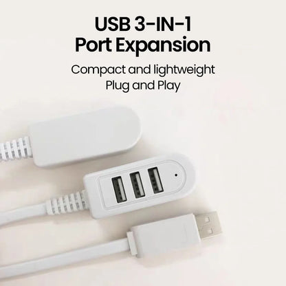 3 In 1 USB HUB Splitter Socket Multi-function USB Charger USB Port Hub High Speed Data Transfer For PC Laptop 30cm/120cm USB Hub