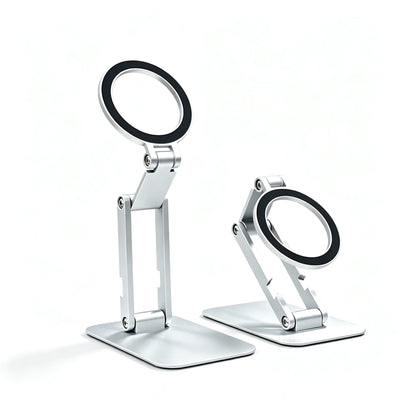 2-in-1 Alloy Magnetic Phone Stand, Foldable 360 Rotation, Handheld & Desktop Dual Use, Universal Compatible with Phone & Tablet