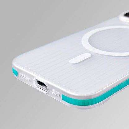 Geometric 3D Stripes Wireless Charging MagSafe Phone Case For iPhone 14 15 18Pro Max 15 13 Pro 16 Anti-fall Bumper Frosted Cover