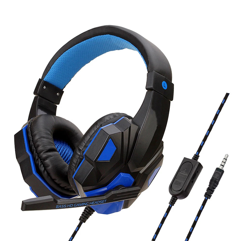 Gaming Headsets Over-Ear 3.5mm Wired Headphones Music Stereo Earphones With Adjustable Microphone For Computer Phone Laptop PC