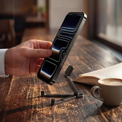 (.) Mini Foldable Keychain Phone Stand Multi-Angle Adjustable Lightweight Hands-Free Cell Phone Holder For Travel Desk