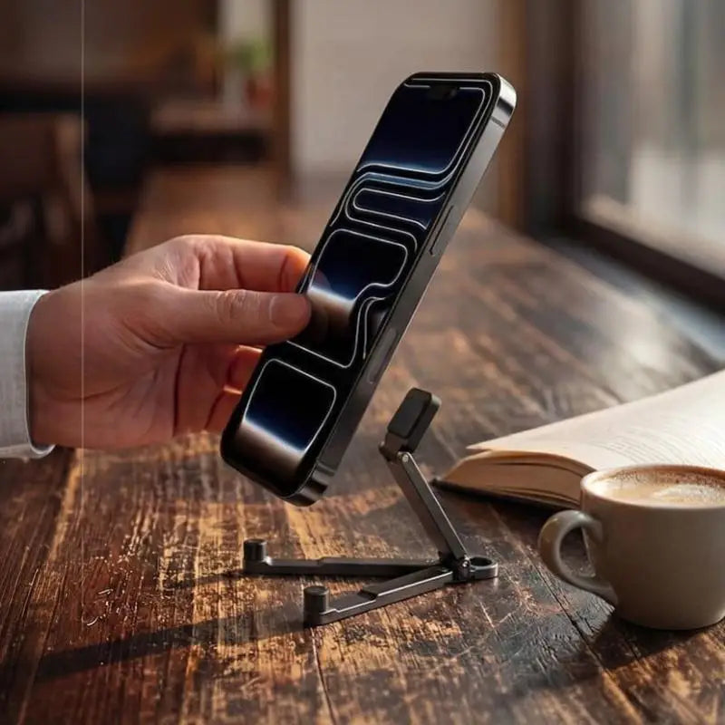 (.) Mini Foldable Keychain Phone Stand Multi-Angle Adjustable Lightweight Hands-Free Cell Phone Holder For Travel Desk