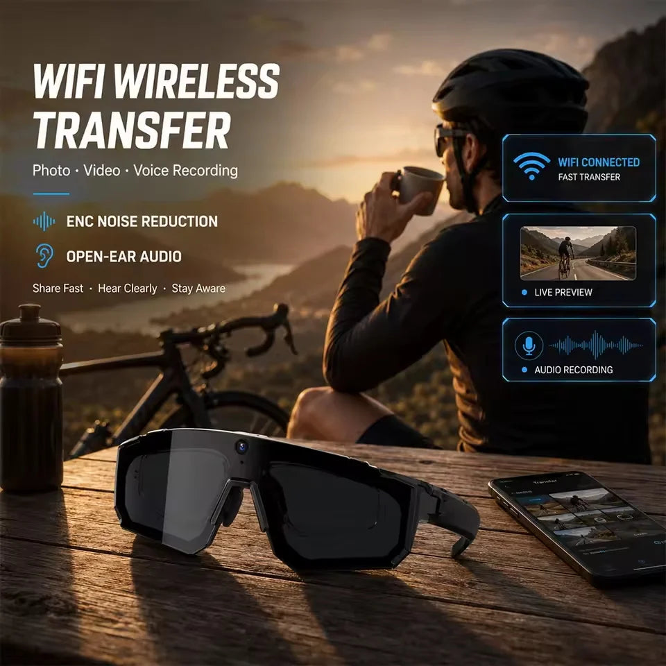 4K Polarized Sunglasses AI Smart HD 800W Camera Bluetooth Call Translation for Men Cycling Anti Glare Driving UV400 IP54 Goggles