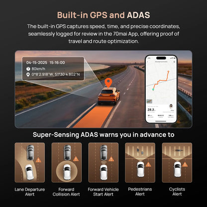 70mai A810S 4K Dash Cam IMX678 Dual HDR Supercapacitor 4G LTE Remote Control Wi-Fi 6 5GHz Voice Control GPS ADAS Car Camera