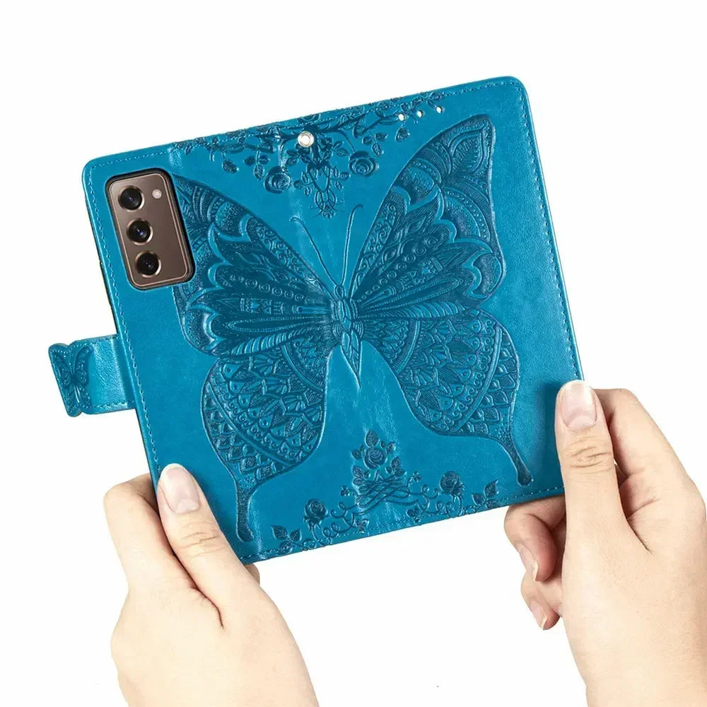 Butterfly Leather Etui for Coque Samsung Z Fold 8 Ultra 4 2 Fold5 Fold6 7 Flip Case Samsung Galaxy Z Fold 5 6 Wallet Cover Funda