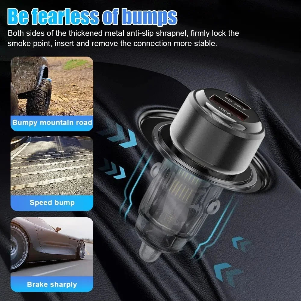 130W USB Car Charger PD Adapter Fast Charging Type USB C Car Quick Charger in Car Mobile Phone For iPhone Xiaomi Huawei Samsung