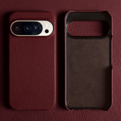 Luxury Lychee Grain Genuine Leather Back Cover Case for Google Pixel 10 Pro XL 9 8 7 6 5 5A 6A 7A 8A 9A Phone Cases Coque Funda