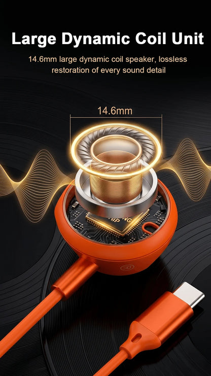 Wired Headphones For ios Android In Ear Earphones HiFi Surround Sound USB Type C Music Gaming Earplugs For iPhone 17 Pro Samsung