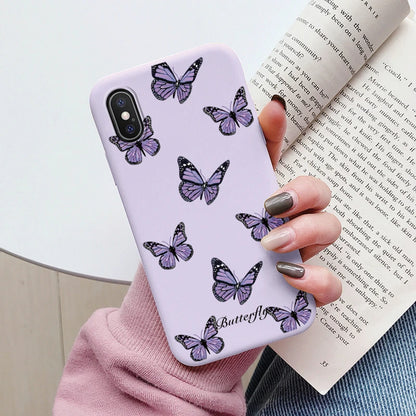 Flowers Funda For Phone Case iPhone X XS MAX XR Capa Soft Silicone Cute Cat Bear Back Cover For iPhone XR Bumper Women Anti-Fall