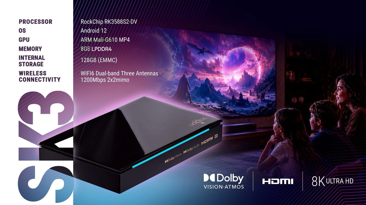 UGOOS SK3 Android 12 Smart TV BOX RK3588S2-DV BT5.2 LPDDR4 8G 128G WiFi6 1000M Ethernet HDMI2.1 8K HDR Set Top Box  Dolby Vision