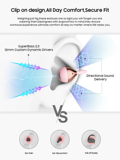 IMIKI SP2 Open Ear Clip on Sports Super Bass Earbuds Wireless Bluetooth 6.0 Earphones OWS Running Headphones Waterproof Ear Buds