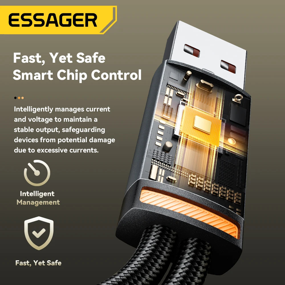 Essager 2 in 1 USB Cable 7A Charger Cable for iPhone 15 16 USB A To Type C to Lighting Cable for Macbook Samsung Xiaomi Huawei