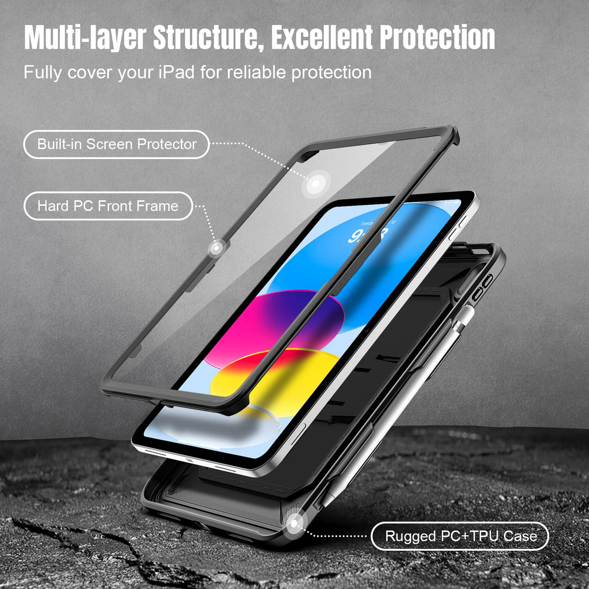 Case for iPad (A16) 11th Generation 11Inch 2025,iPad 10th Gen Case 2022 with Screen Protector Heavy Duty Shockproof Rugged cover