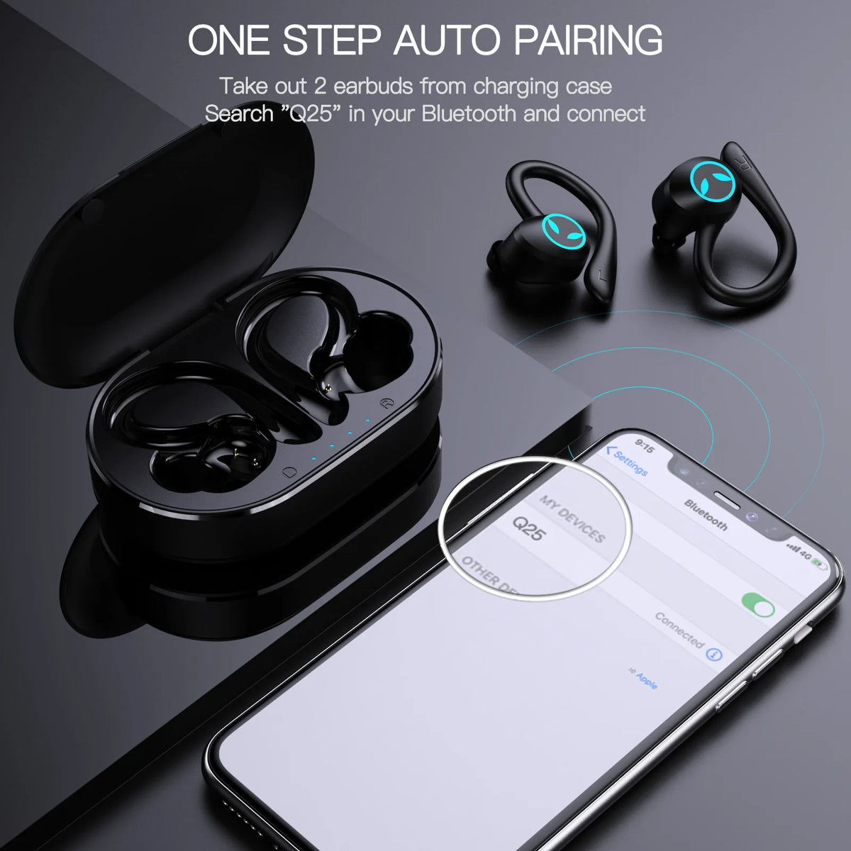 TWS Bluetooth Earphone,Stereo Wireless Headphone,USB-C Charging Case HiFi Earbud, HandsFree Headset With Mic For iPhone Android