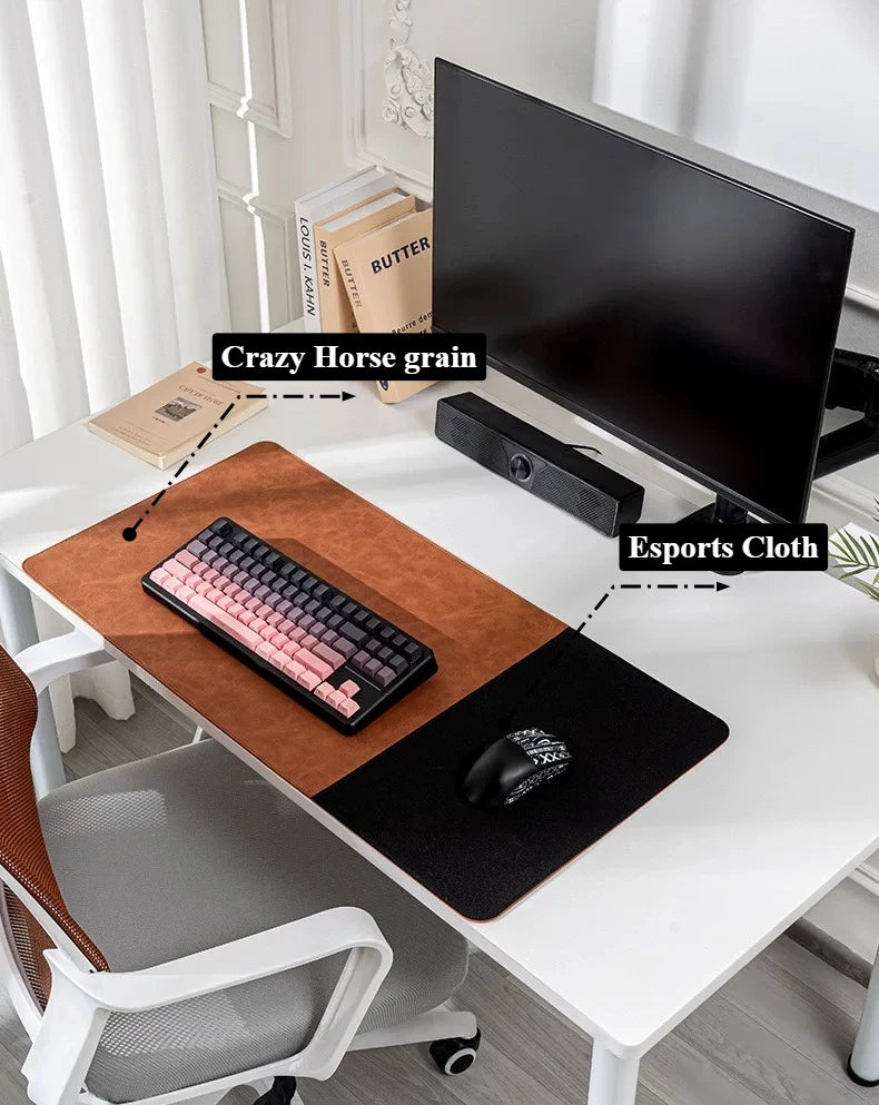3in1 Large Mouse Pad Double Sided Leather Cork Waterproof Gaming Office Desk Mat Non Slip Computer Desk Pad Accessories Mousepad