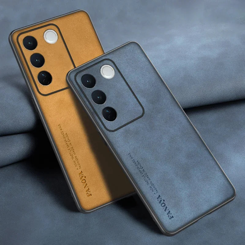 For Vivo V27E V27 E Case Luxury PU Leather Phone Case For Vivo V27 S16 Pro 5G S16E Back Cover Matte Silicone Full Protection