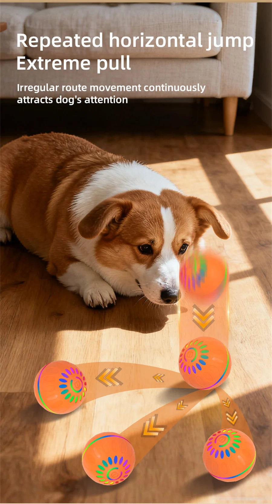 Interactive Smart Dogs Toys Balls - USB Automatic Moving Bouncing Ball for Puppy to Large Dog - Electronic Pets Ball Birthday Gi