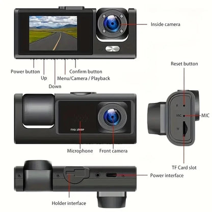 HONG TONG 1080P Car Dvr 2Camra Dash Cam Cars Camera for Vehicle Recorder Video Front Optional Rear Camera  Night Vision Dashcam