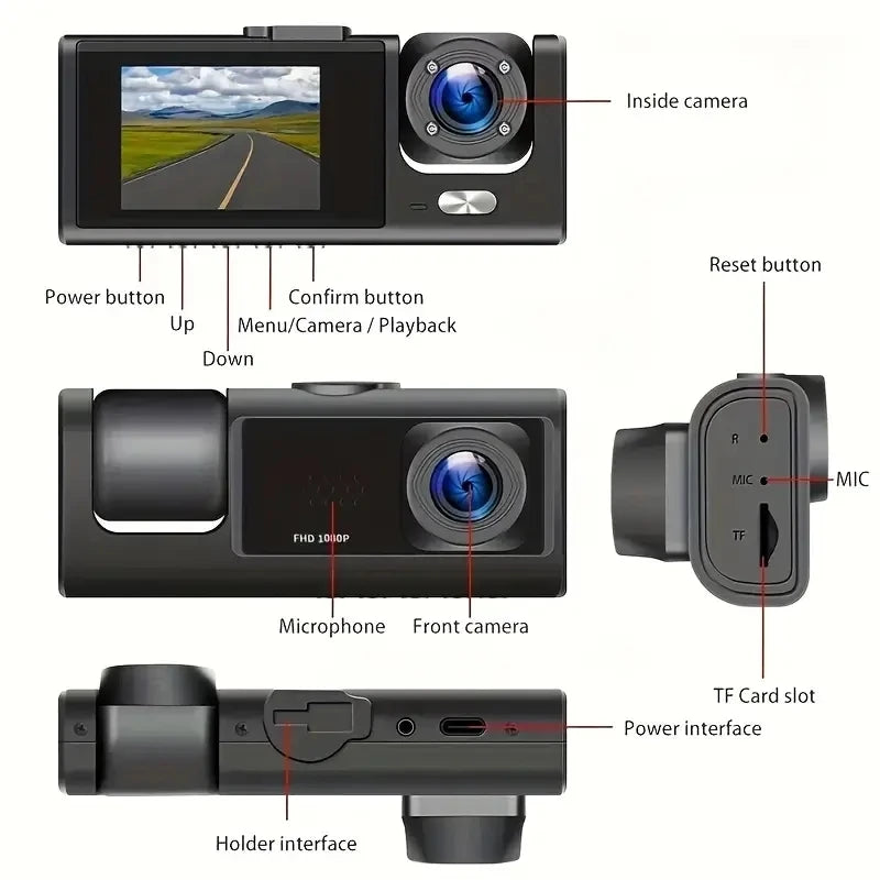 HONG TONG 1080P Car Dvr 2Camra Dash Cam Cars Camera for Vehicle Recorder Video Front Optional Rear Camera  Night Vision Dashcam