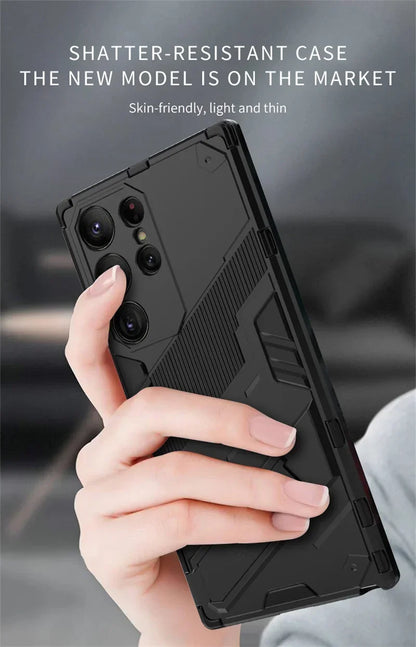 Armor Shockproof Phone Case For Samsung Galaxy S26 S25 S24 S23 S22 Ultra Plus Edge  S26 Pro With Holder Lens Protect Cover
