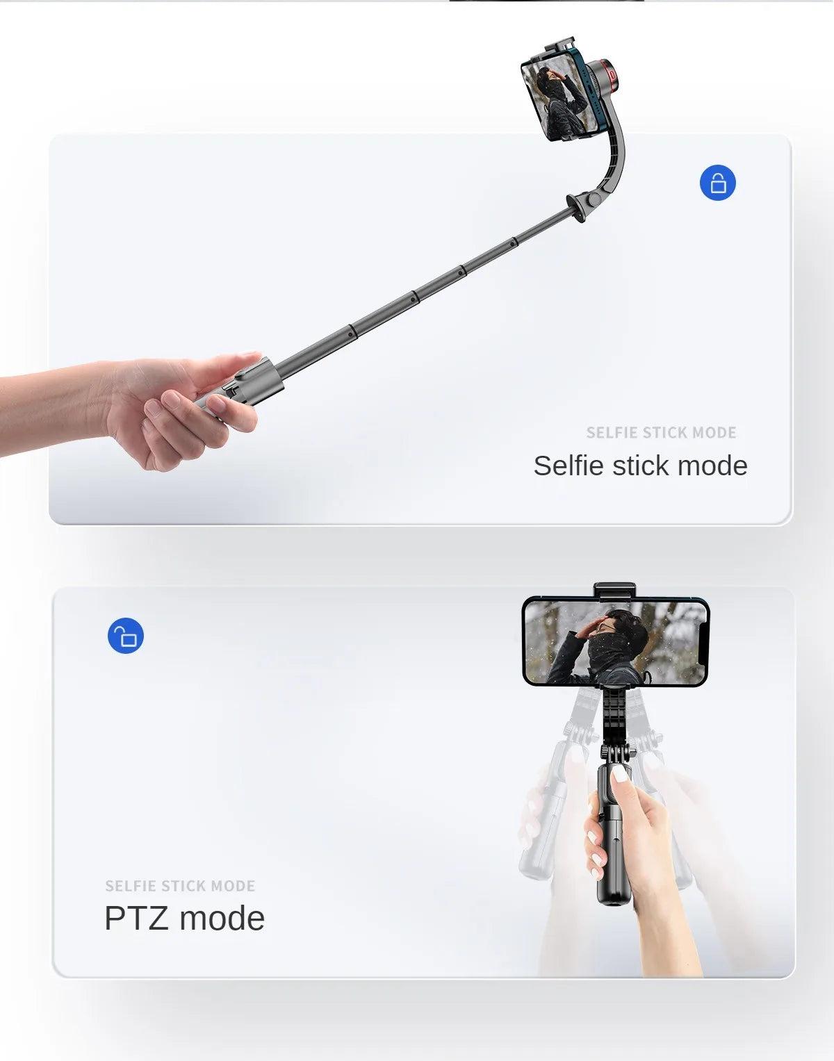 Mobile gimbal Stabilizer Foldable with Tripod Stand, Anti-Shake Function and Phone Holder for Live Streaming and Selfie Stick