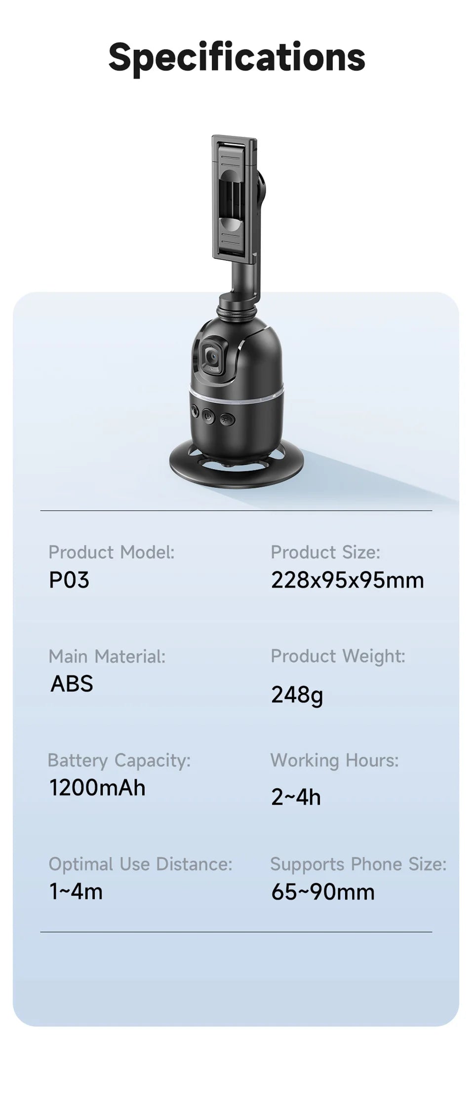 Selfie Stick Stabilizer 360° Auto Face Tracking AI Gimbal All-in-One Desktop Phone Holder Tripod for Smartphone Video Vlog Live