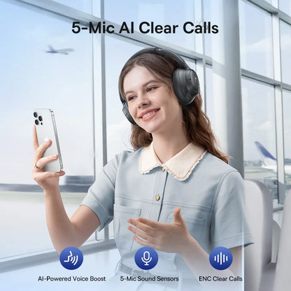 Baseus ANC Wireless Headphones 98% Adaptive Hybrid Noise Cancelling Headsets Hi-Res LDAC Headphone Bluetooth 6.0