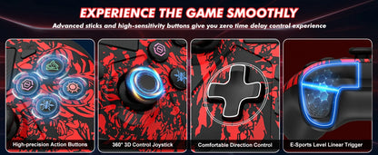 Game Controller For PlayStation 4/PS4 Pro/Slim/PS3/PC/IOS/Switch Wireless Gamepad,W/Turbo Dual Vibration 6-Axis Gyro 3.5mm Jack