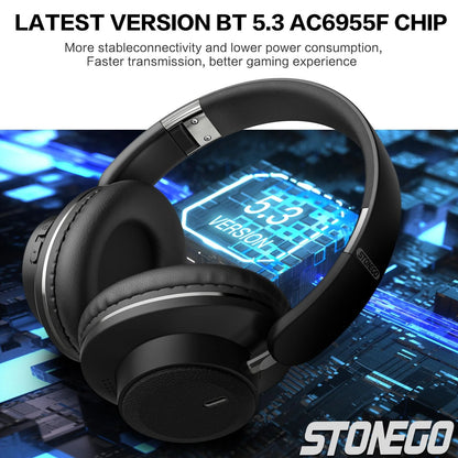 Bluetooth Headphones Wireless Headset Over Ear Foldable Portable Fashion Aesthetic Hi Fi Stereo Sound BT 5.3 Dual Mode Connectivity 24H Battery Fast Charging For Travel Gaming Music Streaming Photographers Students Commuters