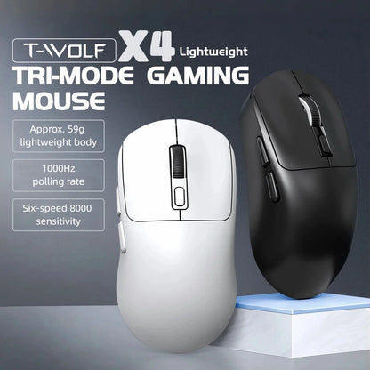 Wireless Mouse Bluetooth 5.4 2.4G Type-C Tri-Mode Rechargeable Gaming Mouse 8000 DPI 1000Hz Lightweight 58g RGB Mouse for PC Laptop Phone Tablet