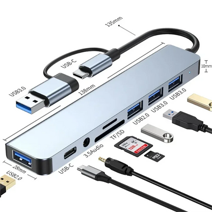 8 in 1 USB C HUB 3.0 Type C Splitter 4K Docking Station Laptop Adapter PD SD TF For Macbook Air M1 iPad Pro RJ45 HDMI-Compatible