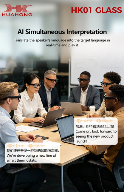 2026 Business Smart Glasses 13MP Camera AI Voice Assistant, Real-Time Translation, Meeting Notes, Live Streaming, Open-Ear Audio