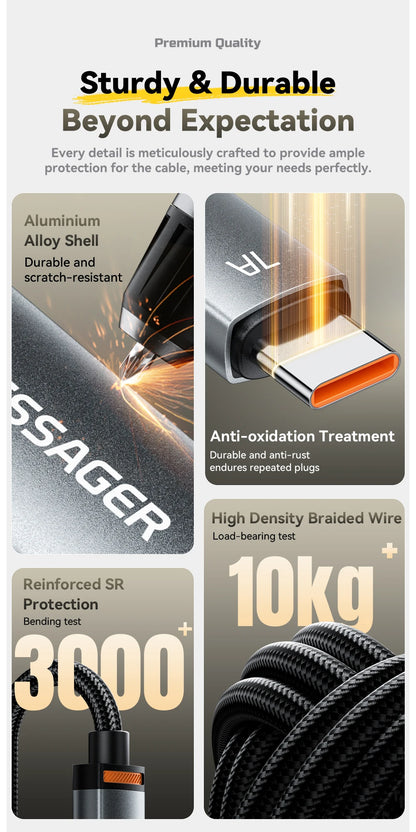 Essager 2 in 1 USB Cable 7A Charger Cable for iPhone 15 16 USB A To Type C to Lighting Cable for Macbook Samsung Xiaomi Huawei