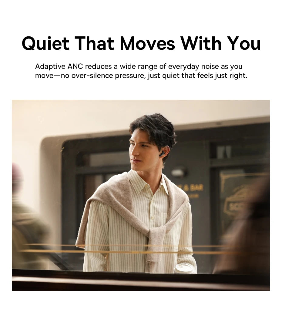 Baseus Bowie MS1 -55dB Adaptive ANC Earbuds Semi-In-Ear Wireless Bluetooth 6.0 Earphones Stable Fit Ear Hi-Res Audio Headphone