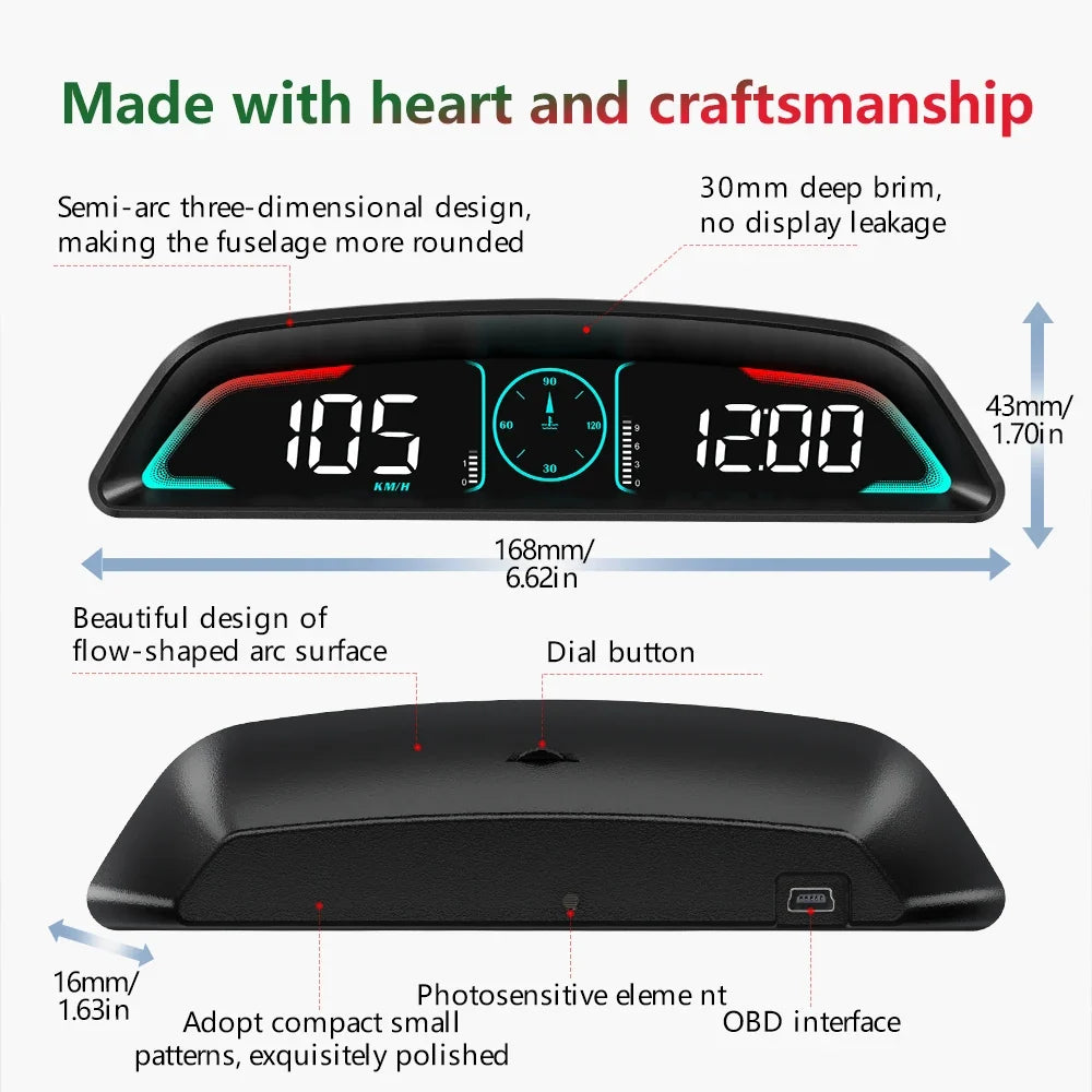 B3 Head Up Display OBD2 GPS Digtial HUD Car Gauge Speedometer Tachometer Water Temp Fuel Consumption Voltage Car Electronic