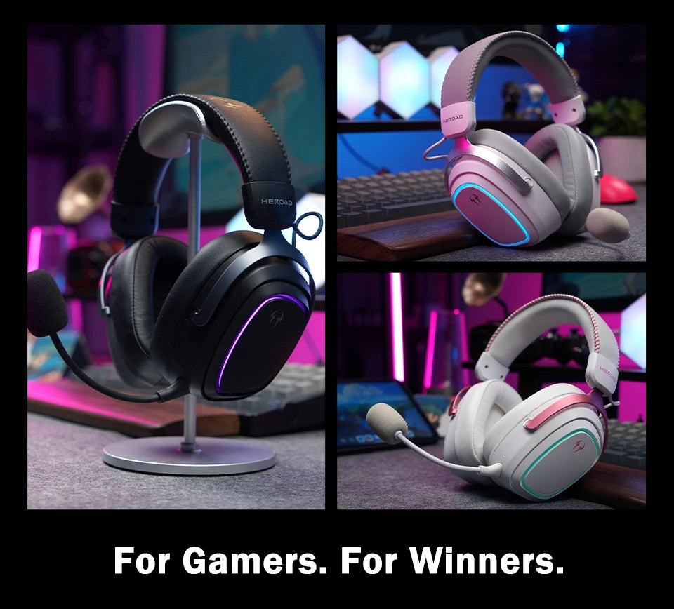 QCY Gaming Headset Heroad GT2 THX Spatial Audio+ 7.1.4 Tri-mode RGB 3-Mic ENC Over Ear Headphone for PC/PS4/PS5 Headset Gamer