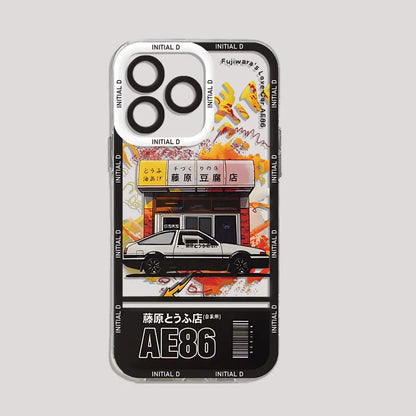 Anime Initial D AE86 Phone Case For iPhone 15 14 13 12 11 Mini Pro Max X XR XSMax 6S 6 7 8 Plus SE20 Transparent Cover