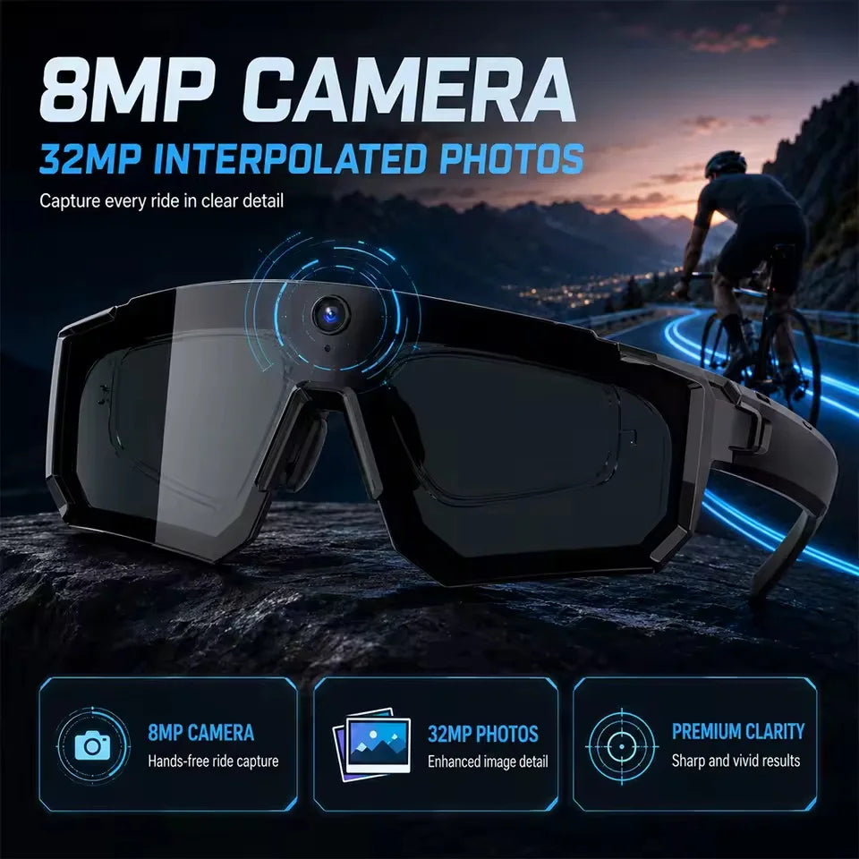 4K Polarized Sunglasses AI Smart HD 800W Camera Bluetooth Call Translation for Men Cycling Anti Glare Driving UV400 IP54 Goggles