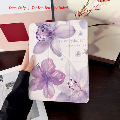 Y-Shape Foldable Stand Fresh Printed iPad Case, Auto Sleep/Wake, Fashion Minimalist Style, Fits Various Apple Models . 8 Styles