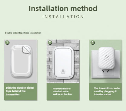 New Long-Range Self Powered Wireless Door Bell No Battery Waterproof 60 Ringtones Kinetic Doorbell EU US UK Plugs Optional