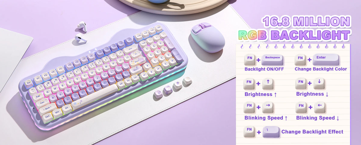 YUNZII C98 Wireless Mechanical Keyboard, 99-Key Hot Swap Gasket Keyboard with Numpad, Custom RGB Backlight,Cute Keeb for Win/Mac
