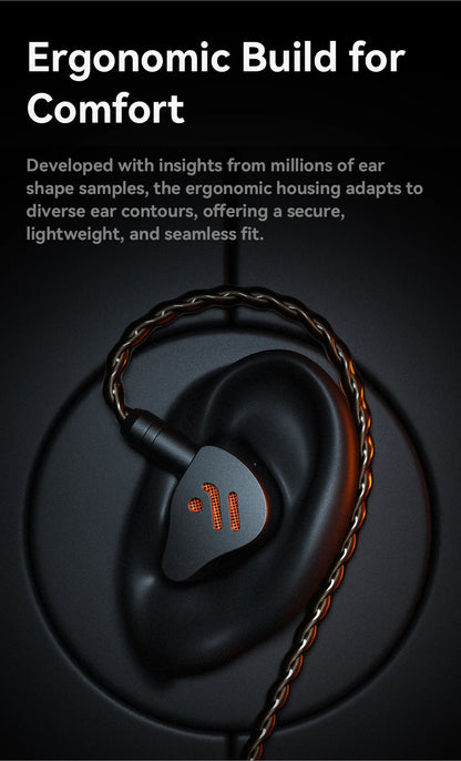 Fosi Audio IM4 Hifi Wired Earphones Open-Back Dynamic Drivers IEM Headphones For Music Monitoring Gaming Earbuds