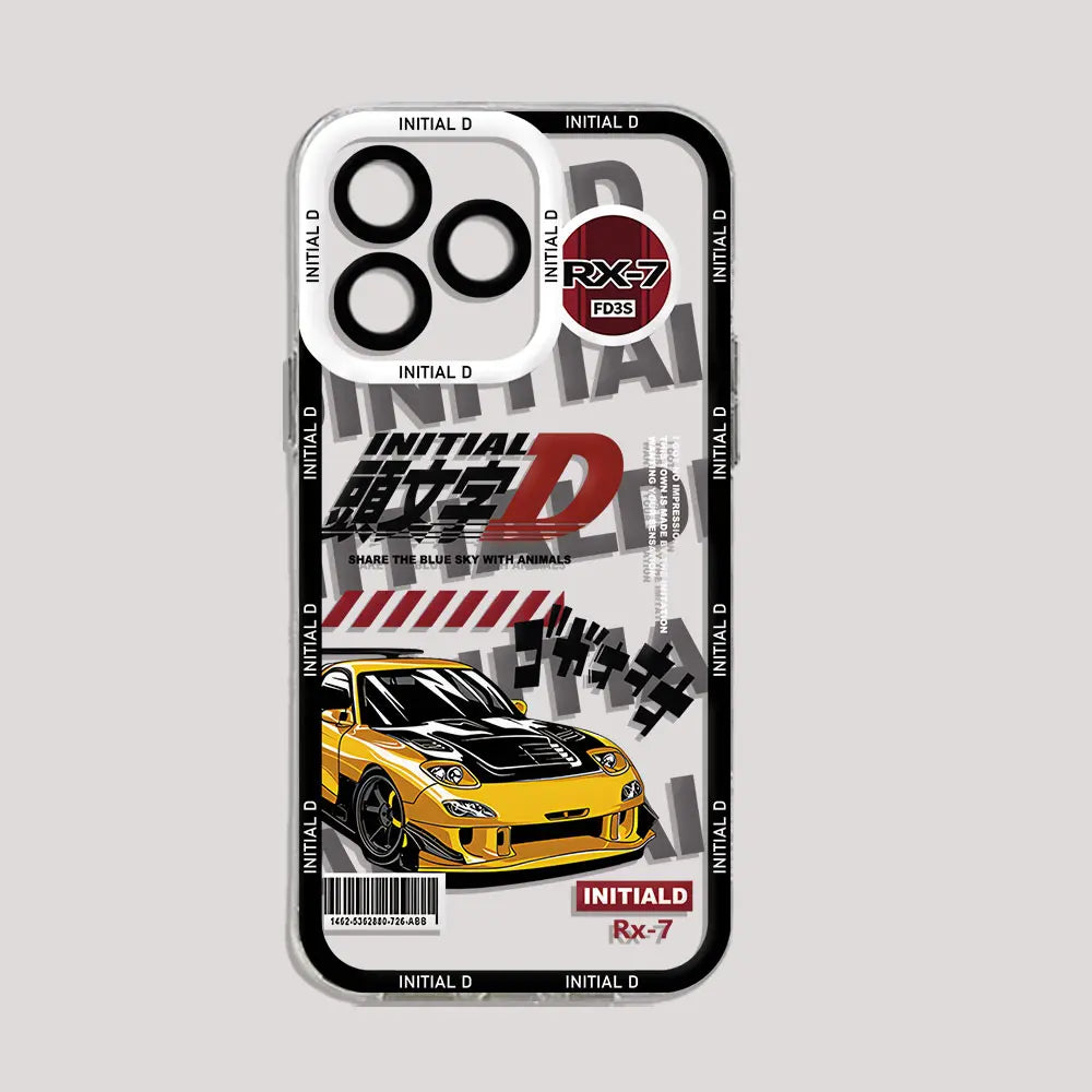Anime Initial D AE86 Phone Case For iPhone 15 14 13 12 11 Mini Pro Max X XR XSMax 6S 6 7 8 Plus SE20 Transparent Cover