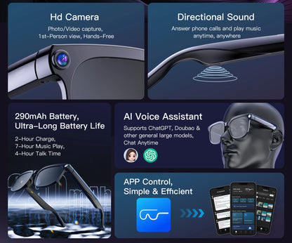 2026 New Smart AI Glasses 8MP Pixel 4k HD Camera Anti-shake Video Record ChatGP WIFI Translation Call Waterproof Sunglasses Men