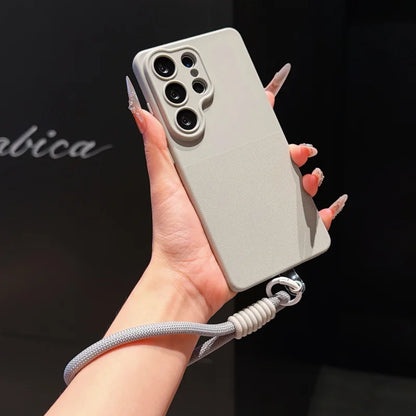 For Samsung Galaxy S26 S23 S24 S25 Ultra Plus FE A57 A55 A56 A53 A54 A37 A36 A35 A34 A17 A16 A15 14 Wrist Strap Matte Phone Case