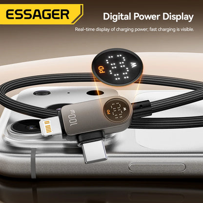Essager 2-in-1 USB Type C to Lightning Cable 100W PD Fast Charging Wire for iPhone 17/16/15/14 MacBook iPad Xiaomi - Type C to L